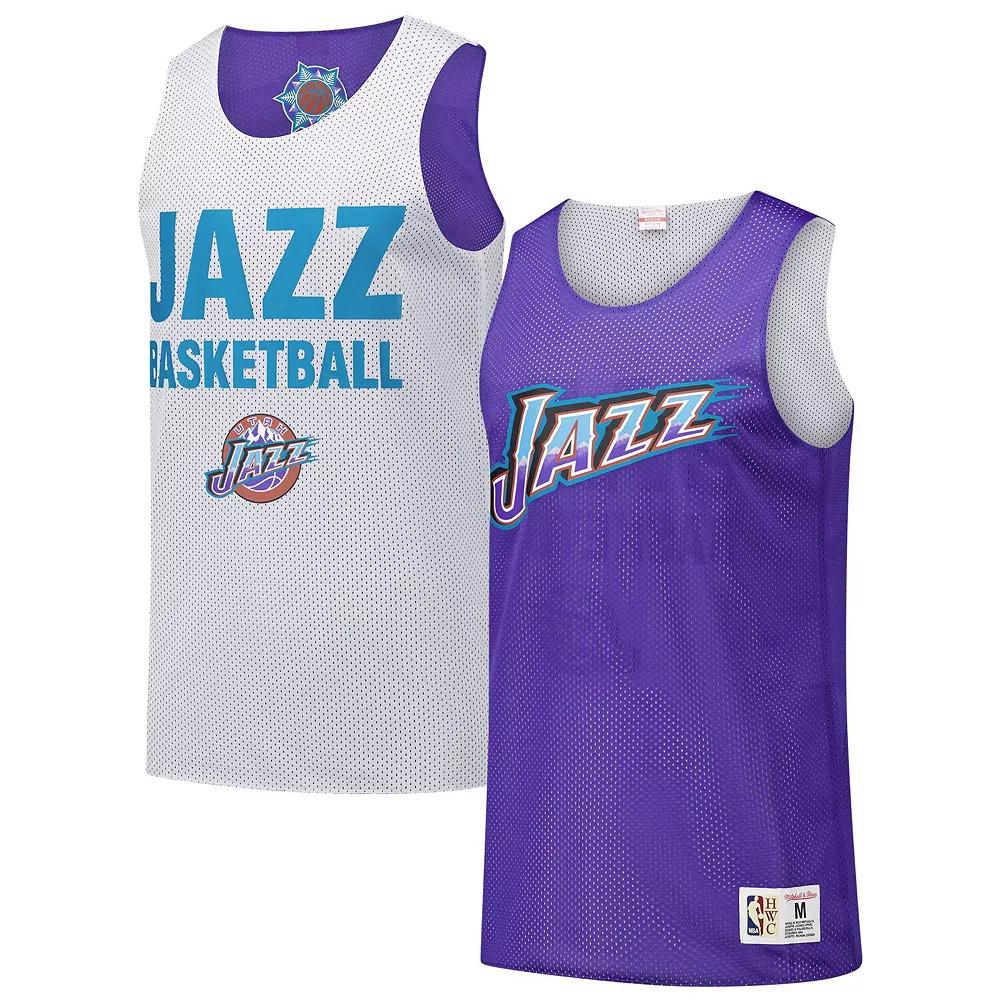 Men's Mitchell & Ness Purple Utah Jazz Hardwood Classics Reversible Mesh Practice Jersey,  Product Image