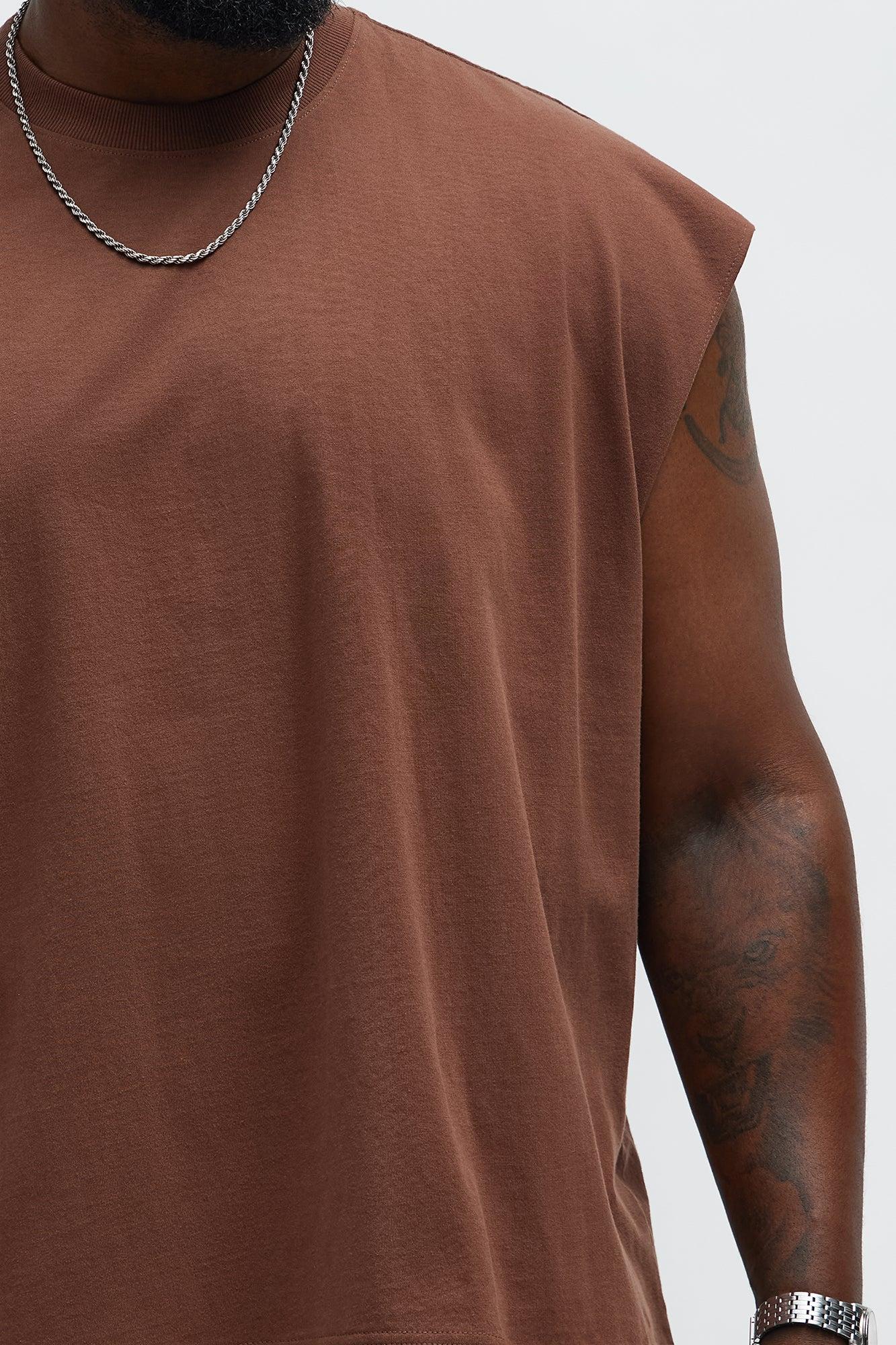 Relaxed Heavyweight Muscle Tee - Brown Male Product Image