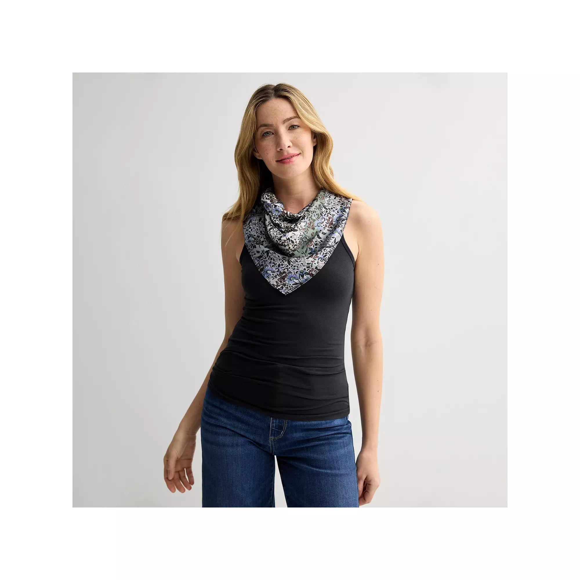 Women's Cejon™ Multi-Dyed Bordered Square Scarf, Blue Product Image