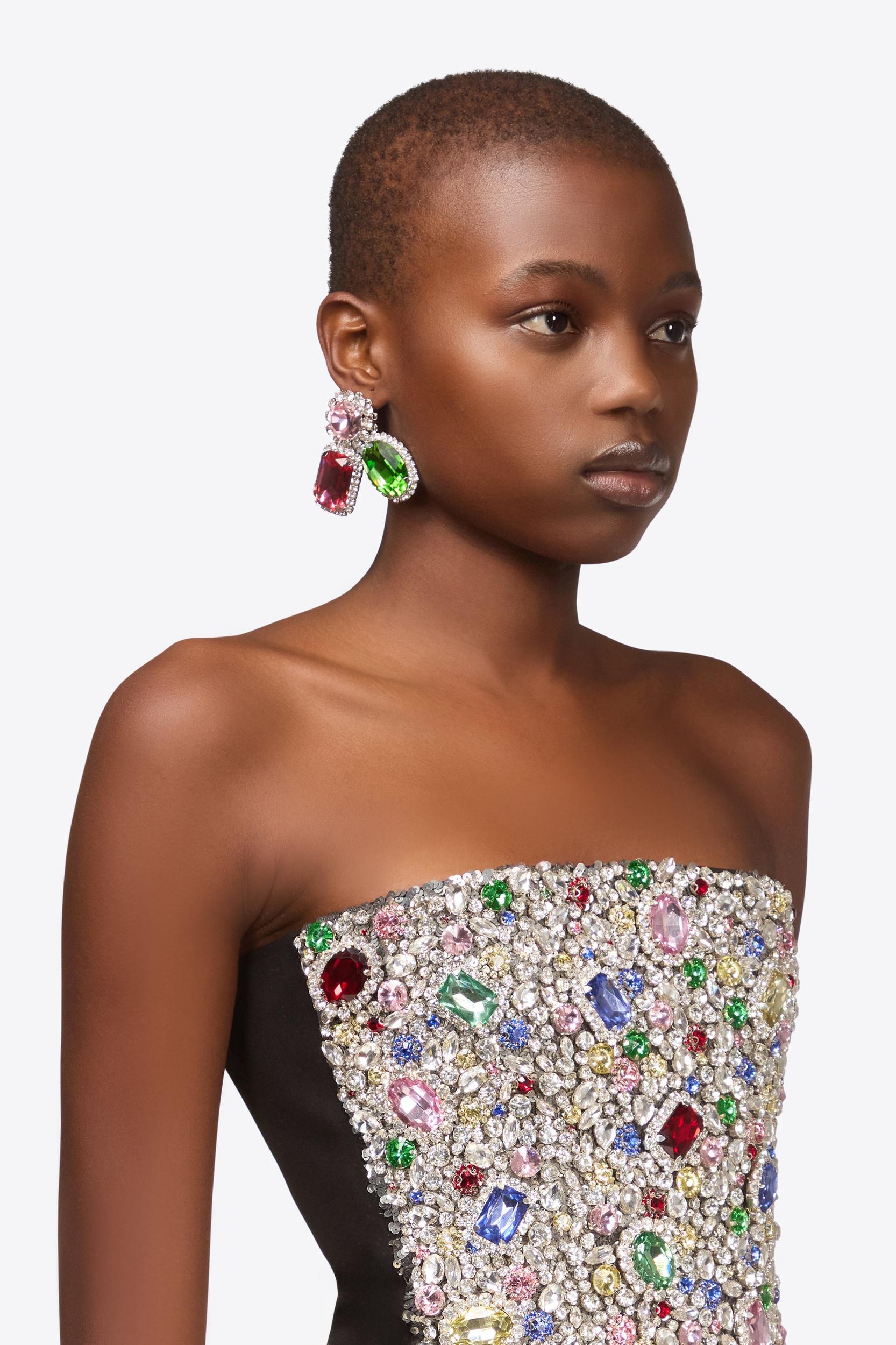 Crystal Gemstone Triple Earrings Product Image