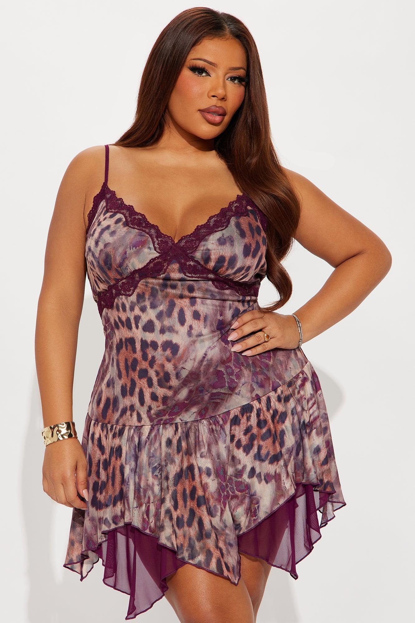 Ashtyn Lace Trim Mini Dress - Burgundy/combo Female Product Image