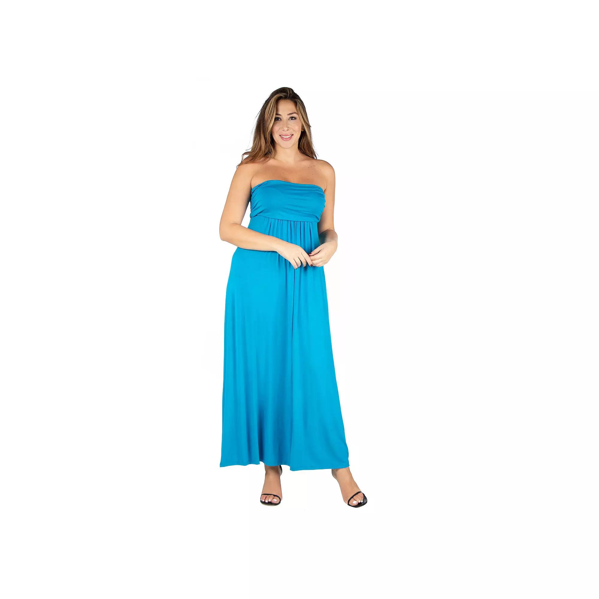 Plus Size 24seven Comfort Apparel Strapless Maxi Dress, Women's, Size: 3XL, Turquoise Product Image