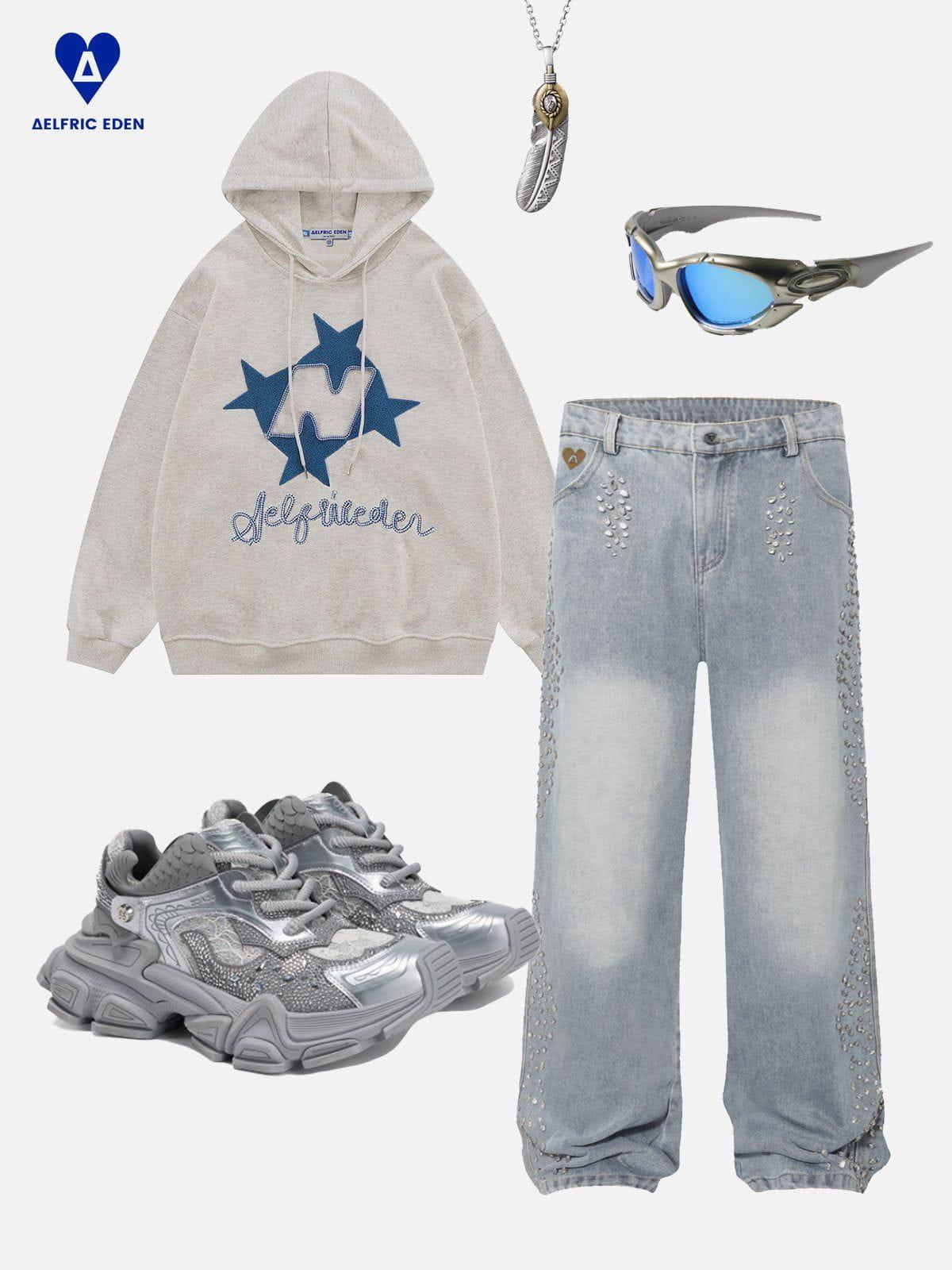 Aelfric Eden Rhinestone  Baggy Jeans Product Image