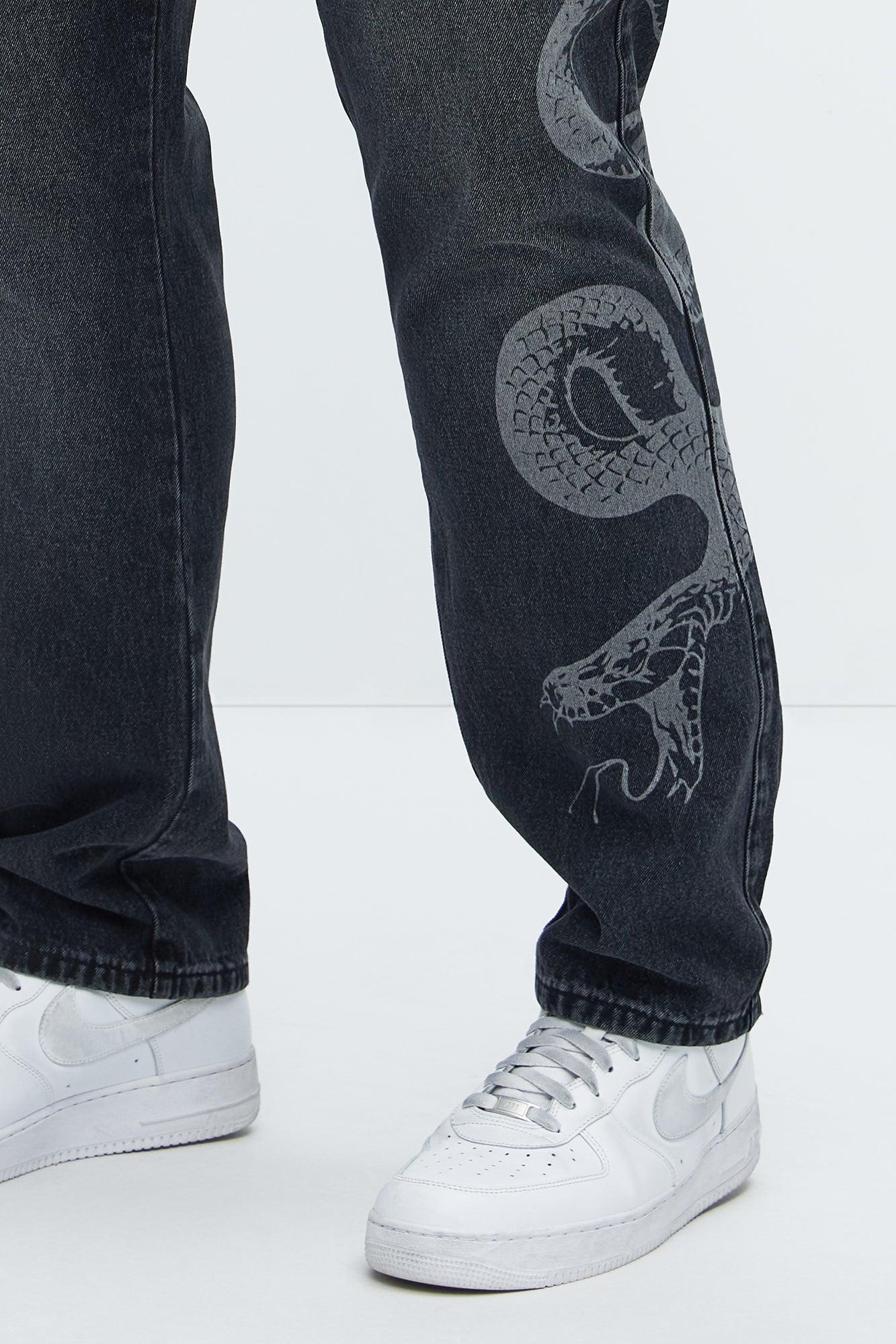 Snake Bleached Slim Jeans - Black Wash Product Image