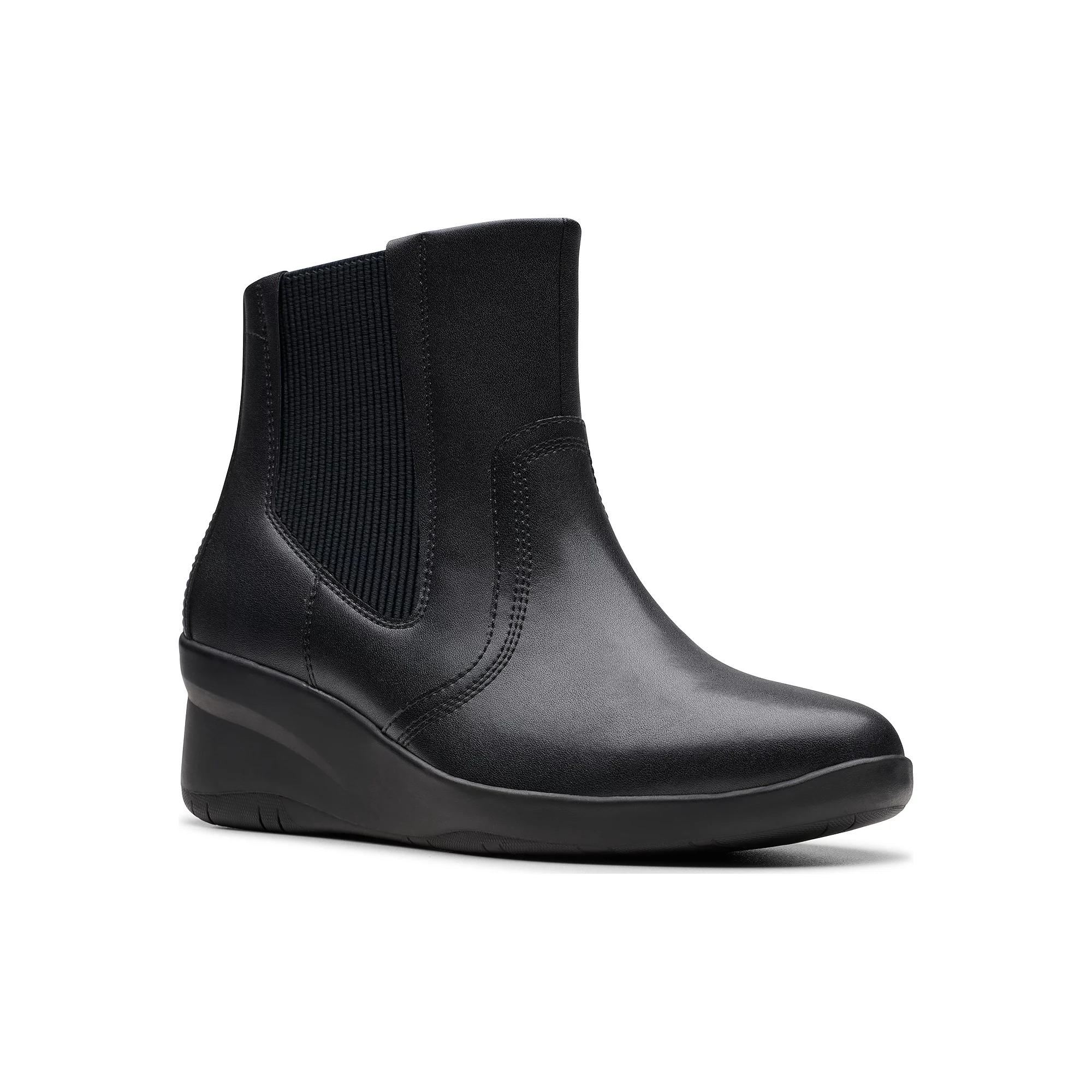 Clarks Suttyn Rae Womens Leather Wedge Ankle Boots Product Image