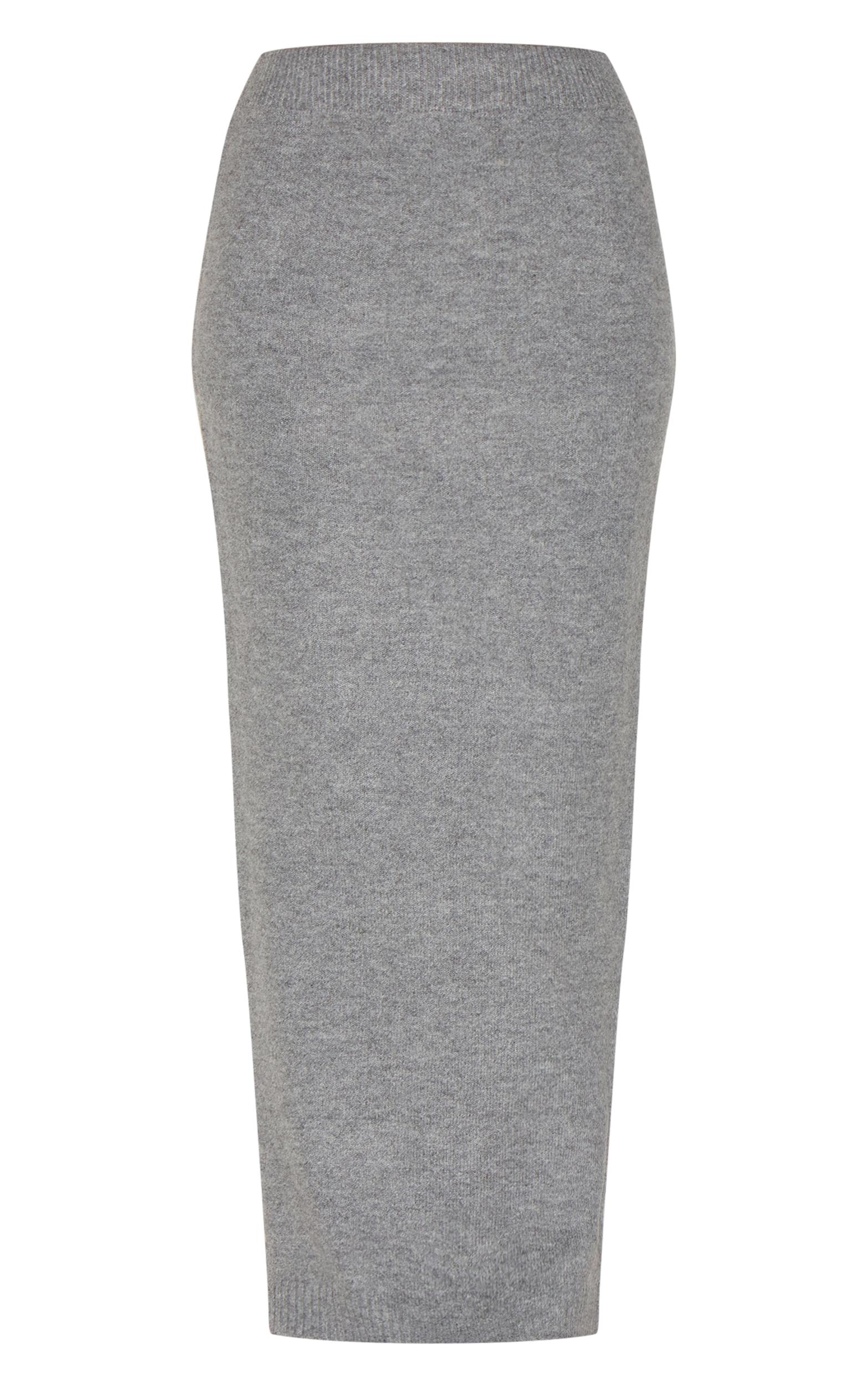 Ash Grey Melange Soft Knit Maxi Skirt Product Image