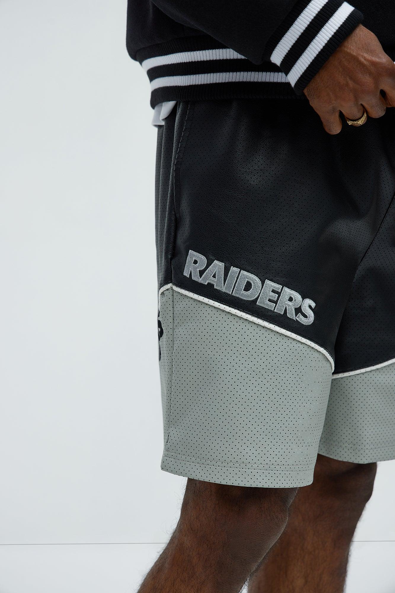 Raiders Up And Down The Court Faux Leather Shorts - Black Product Image