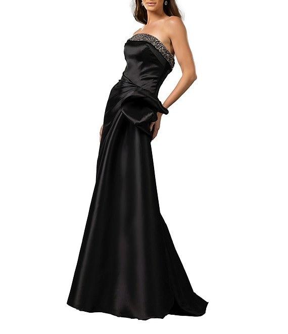 Terani Couture Stretch Mikado Embellished Strapless Ruffle Mermaid Gown Product Image