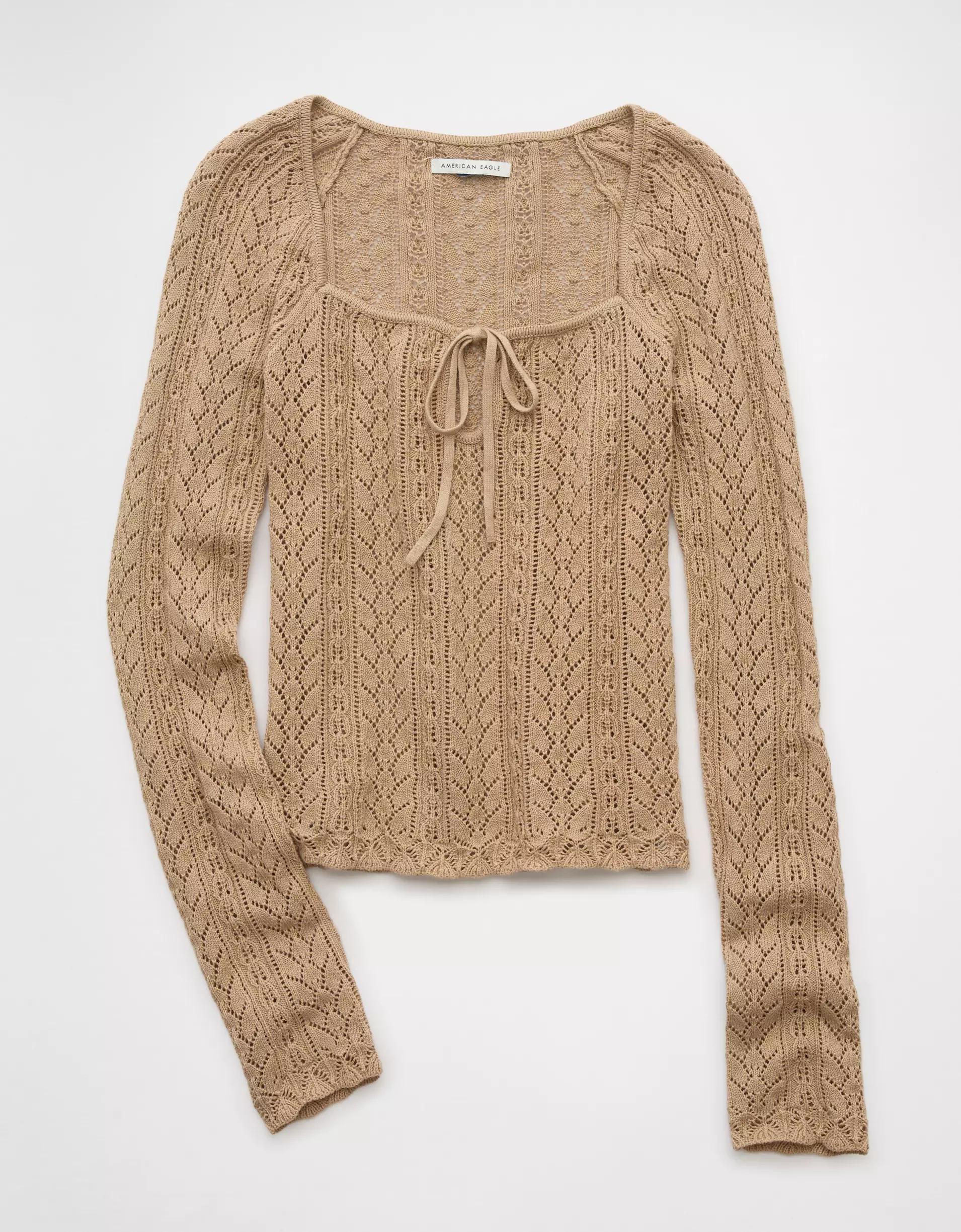 AE Square Neck Open Knit Sweater Product Image