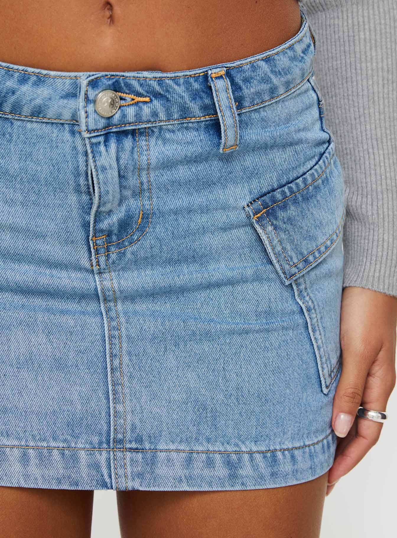Zakai Cargo Denim Mini Skirt Ice Blue Petite Product Image