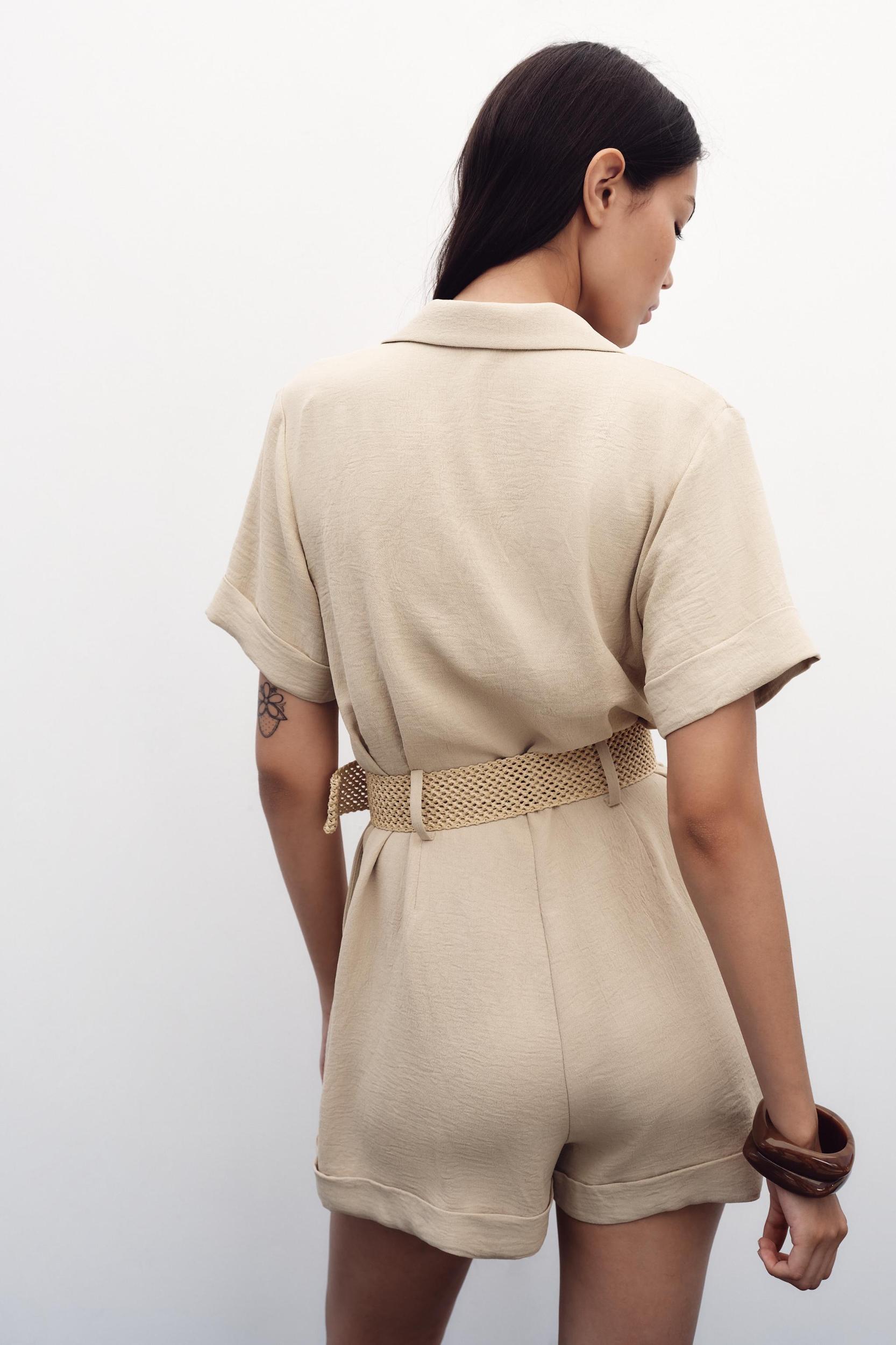 BELTED SHORT SLEEVE JUMPSUIT Product Image