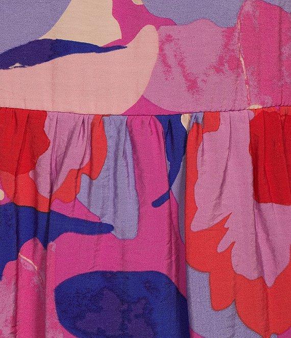 Leslie Fay Split V-Neck 3/4 Bell Sleeve Printed Dress Product Image