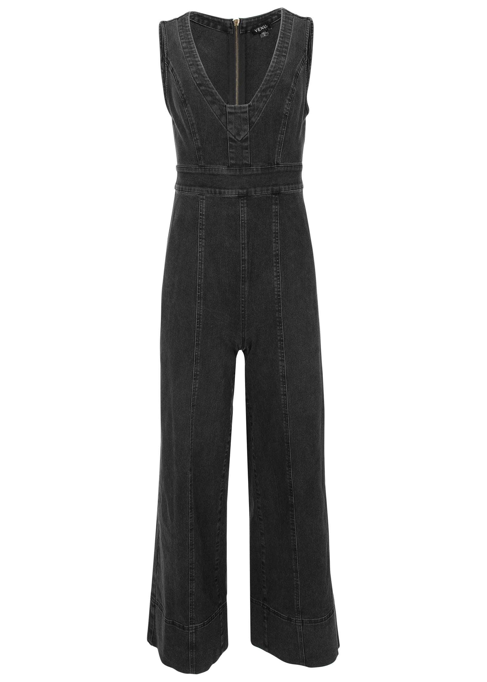 Stretch Denim Jumpsuit - Black Wash Product Image
