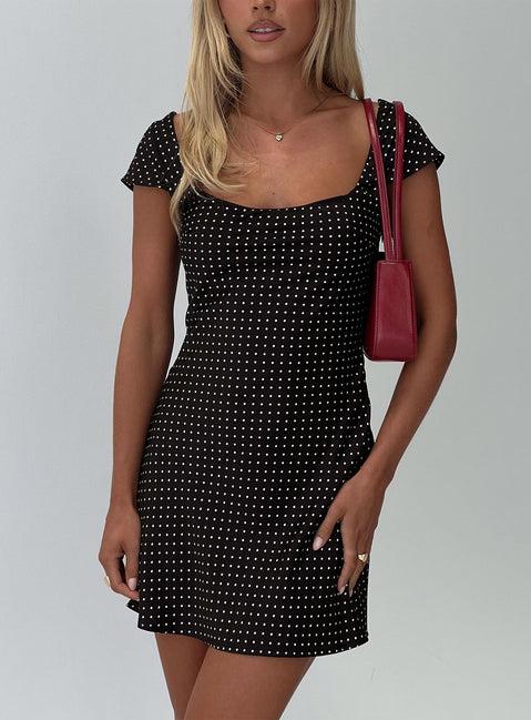 Lucienna Polka Dot Mini Dress Black / White Product Image