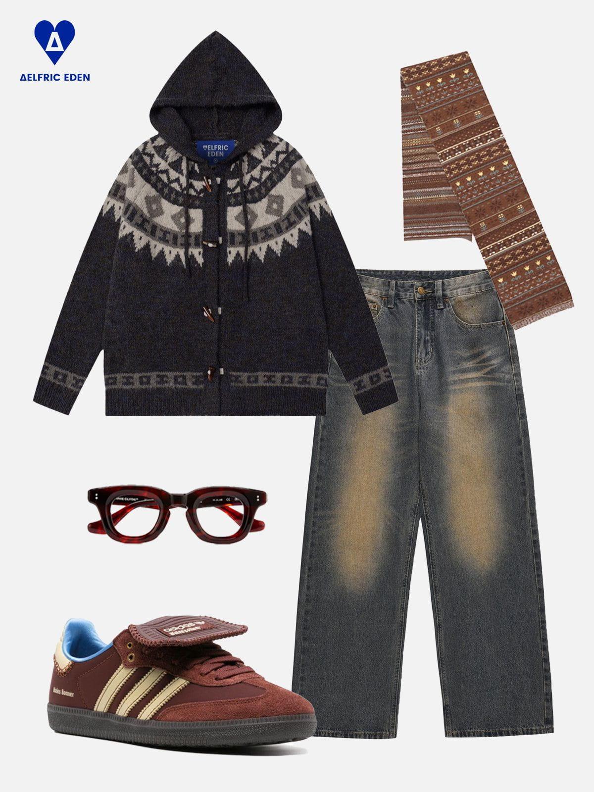 Aelfric Eden Fair Isle Hooded Cardigan Product Image