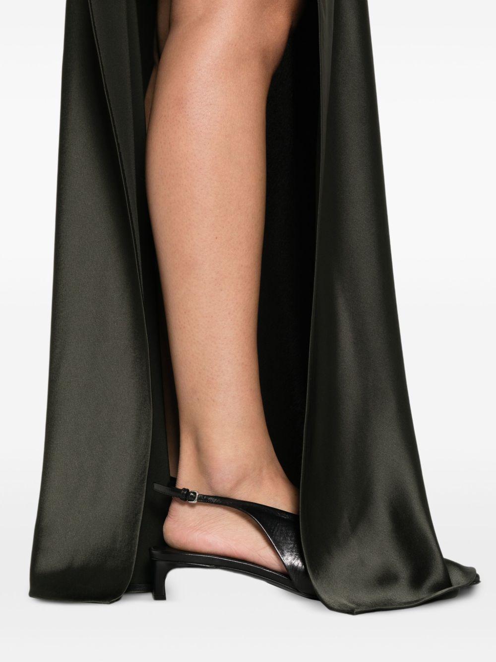 satin-paneled asymetrical maxi dress Product Image