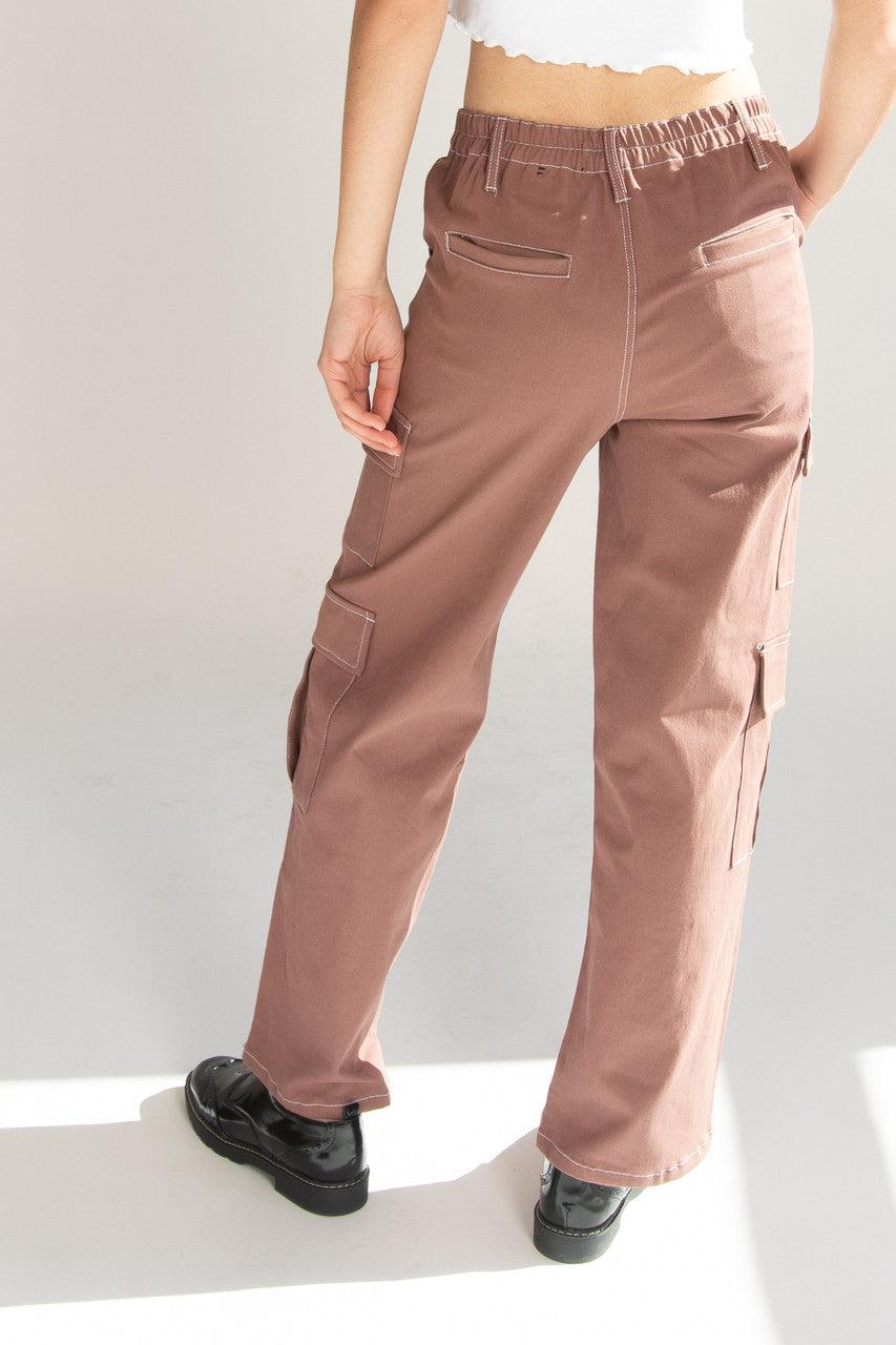 Brown Wide Leg Cargo Pants Product Image