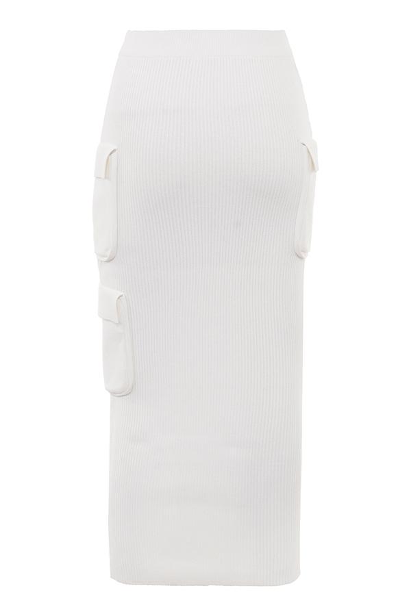 Maeve  white ribbed knit cargo skirt - sale Product Image