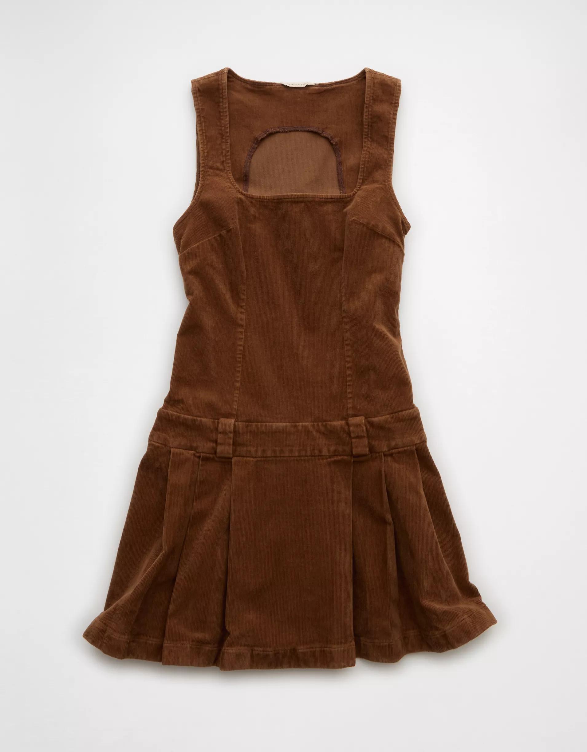 AE Pleated Corduroy Mini Dress Product Image
