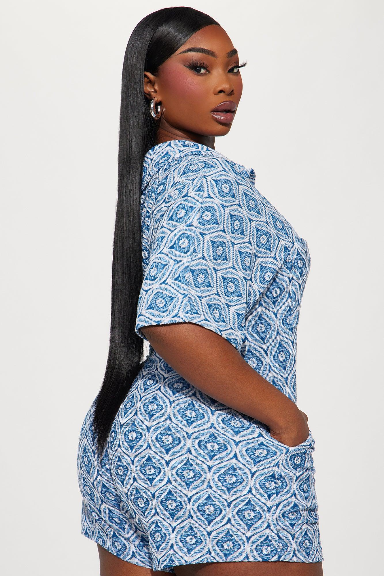 Morning Mimosas Romper - Blue/combo Product Image