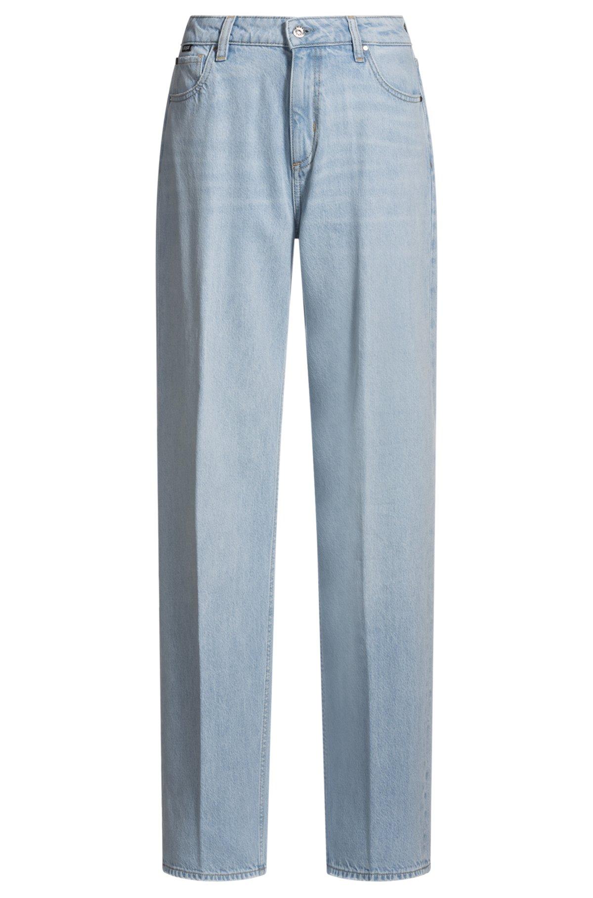 Wide-leg jeans in blue rigid denim Product Image