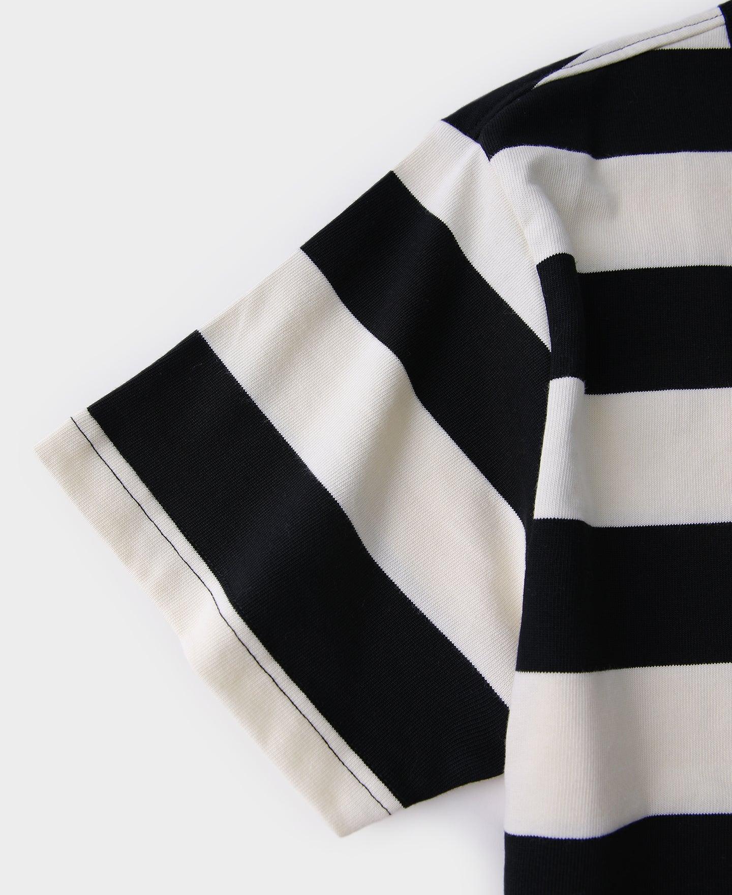 Heavyweight Cotton Wide Striped T-Shirt - Black/White Product Image