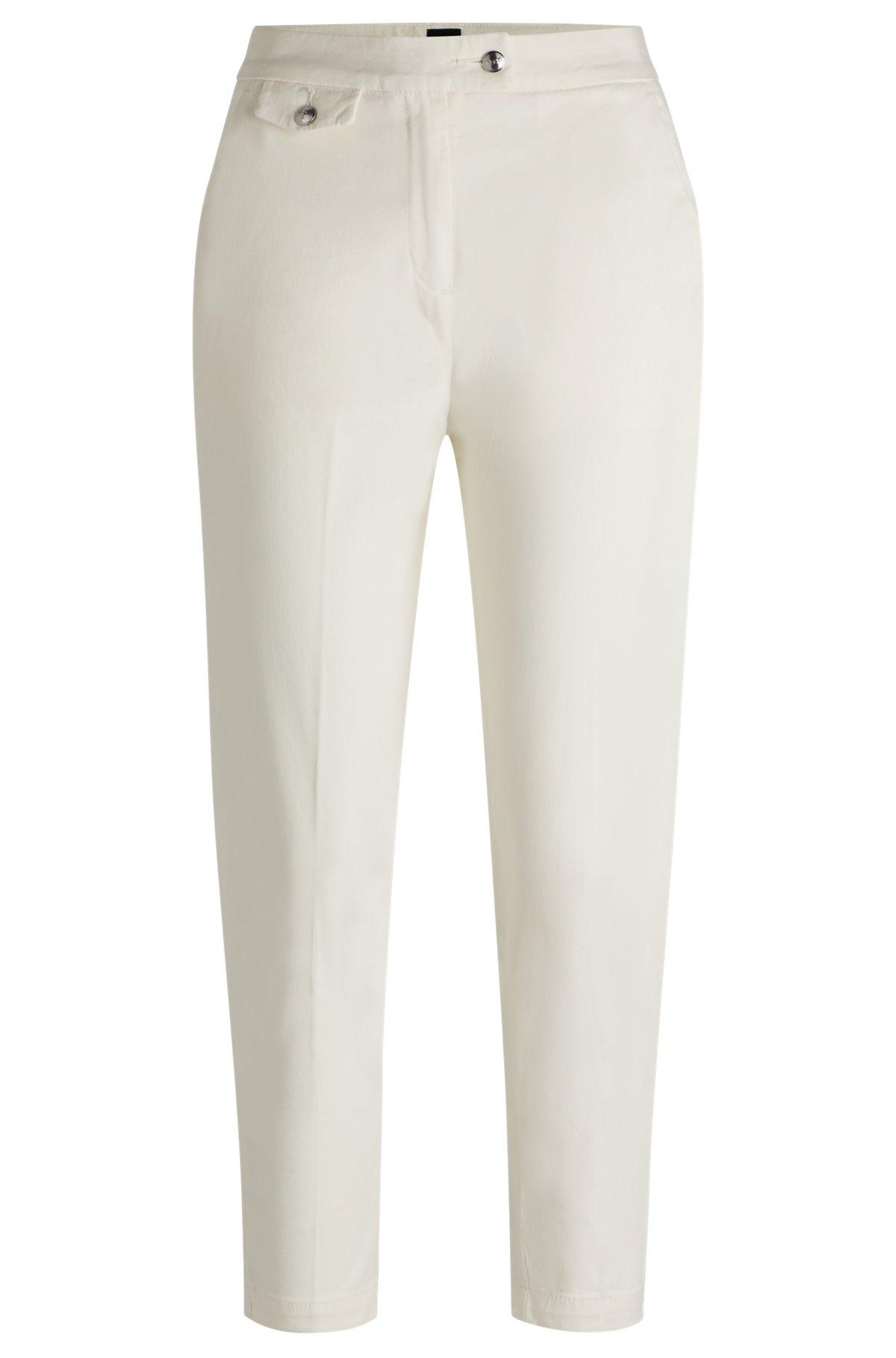 Casual trousers in stretch-cotton satin Product Image