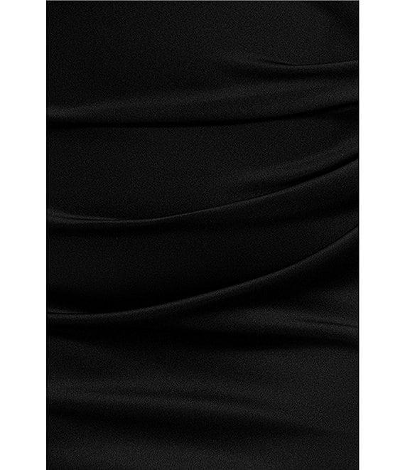 Xscape Plus Size Asymmetrical Neck Short Sleeve Sheath Gown Product Image