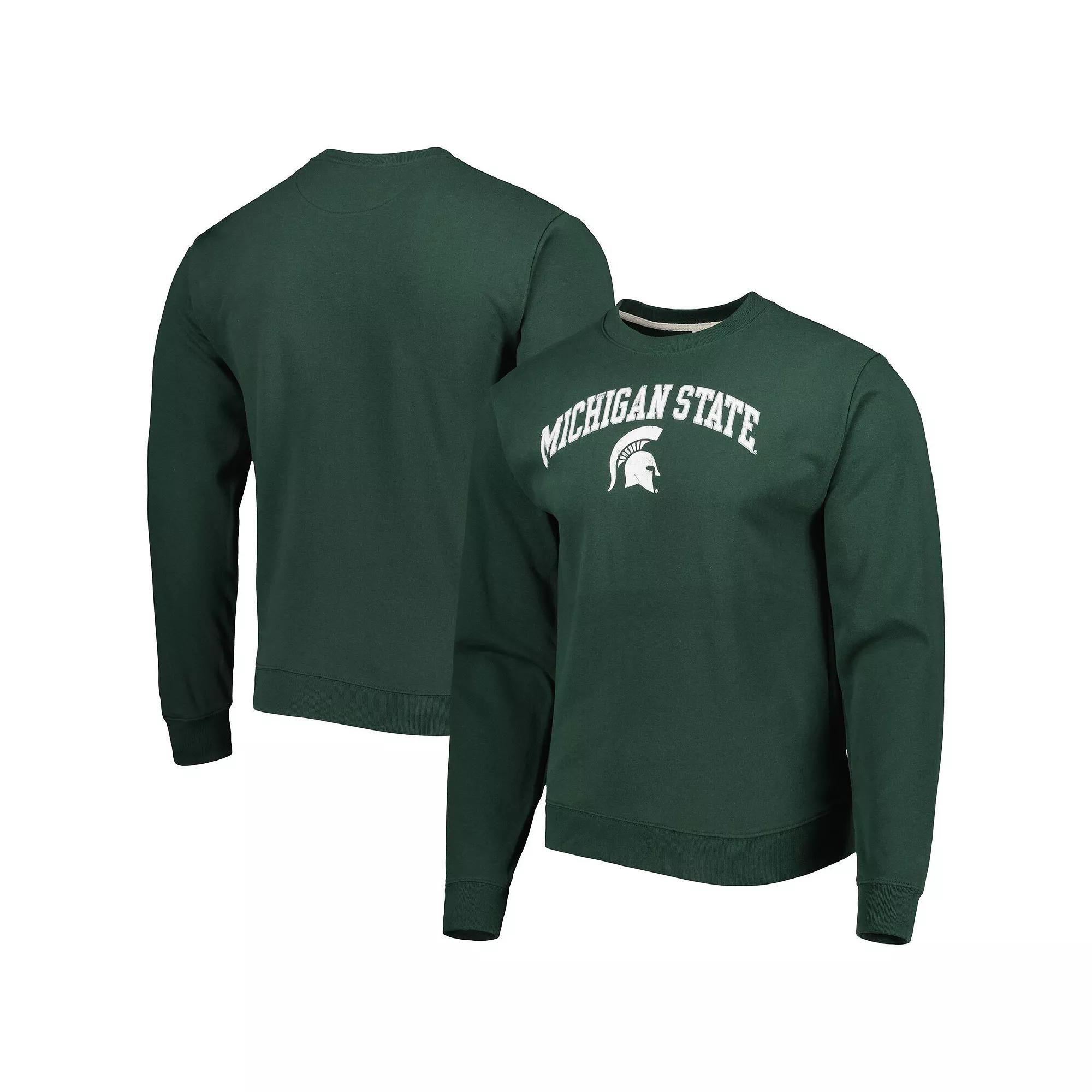 Men's League Collegiate Wear Green Michigan State Spartans 1965 Arch Essential Lightweight Pullover Sweatshirt,  Product Image