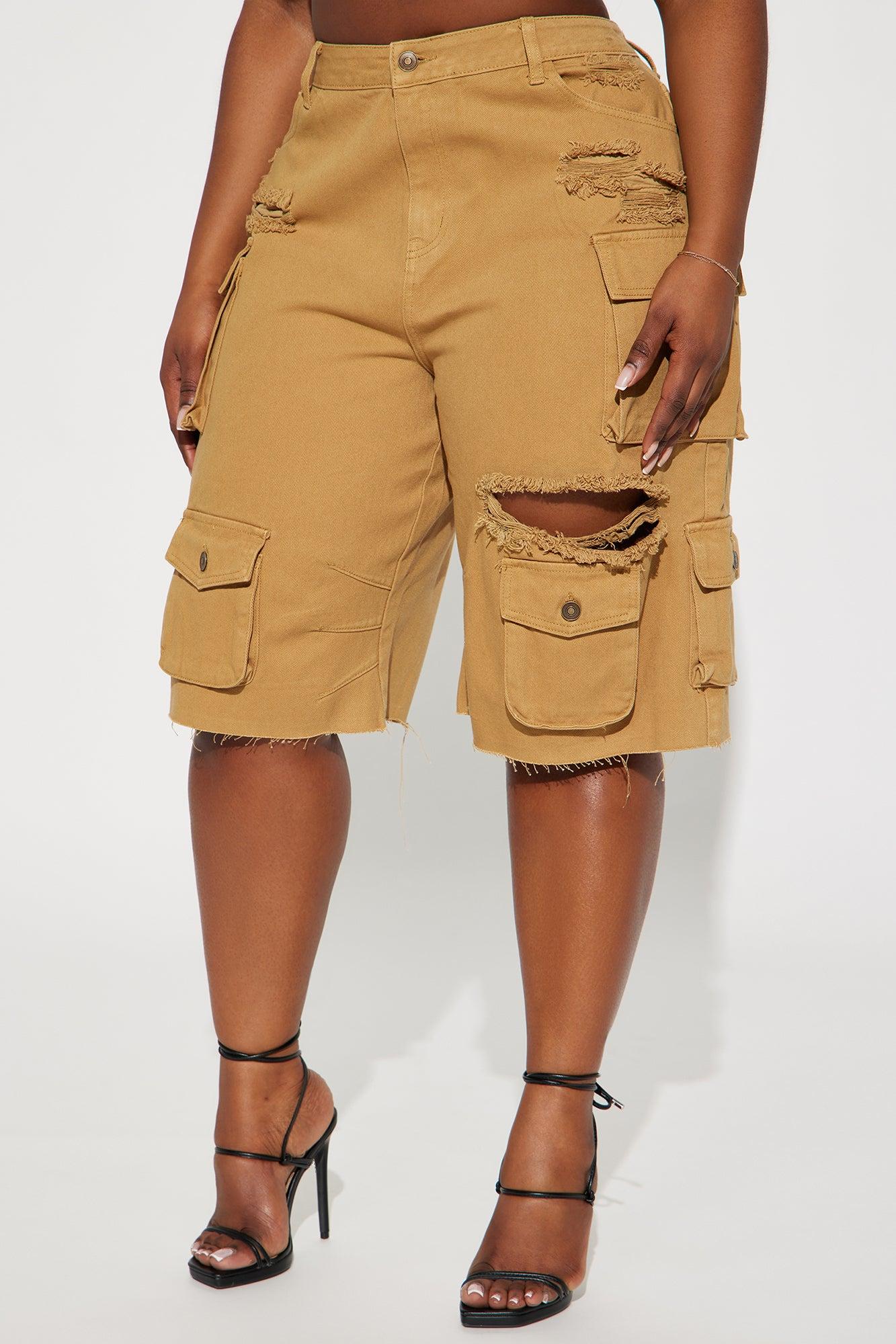 Don't Make Me Wait Cargo Bermuda Short - Khaki Product Image