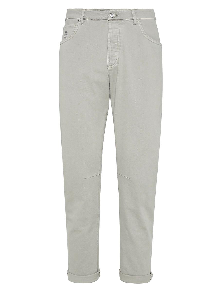 Mens Garment Dyed Comfort Denim Five Pocket Trousers Product Image