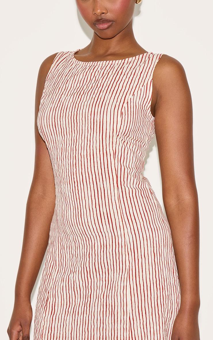 Red Striped Boat Neck Dress Product Image