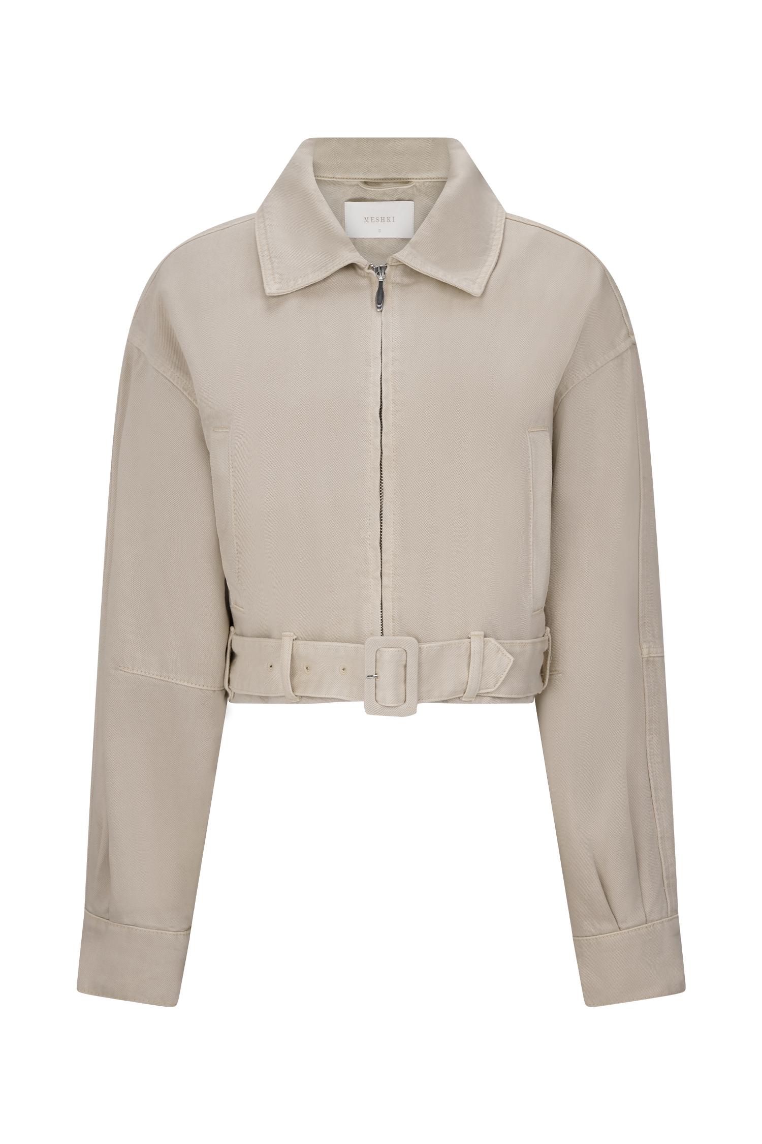 Fallon Cropped Denim Jacket - Stone Wash Product Image