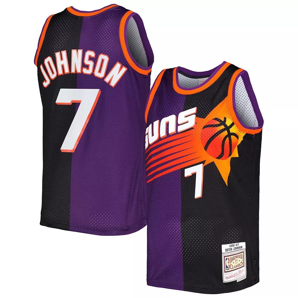 Men's Mitchell & Ness Kevin Johnson Purple/Black Phoenix Suns Hardwood Classics 1996/97 Split Swingman Jersey, Size: Medium, Phx Purple Product Image