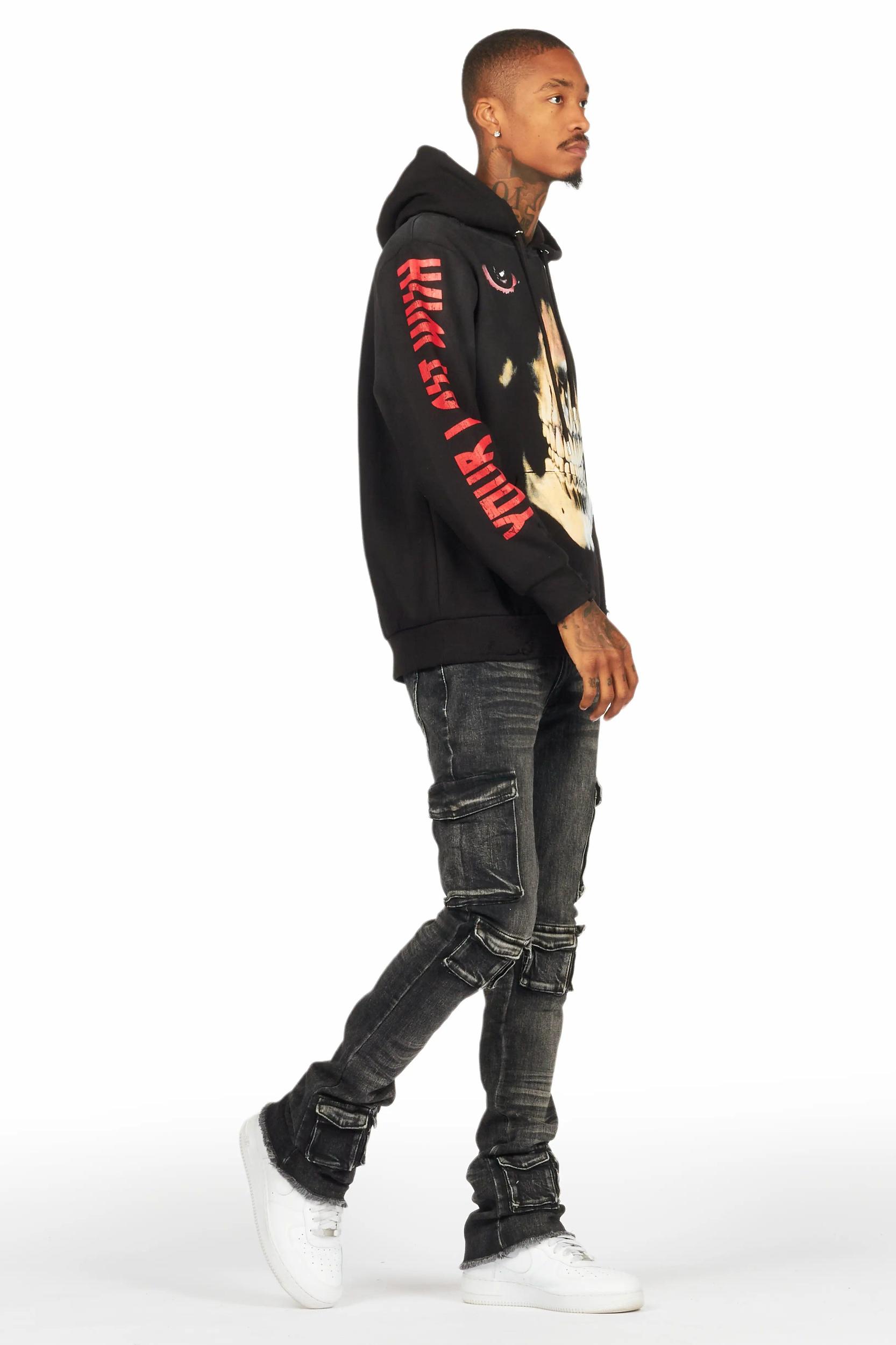 Feodor Dark Grey Stacked Flare Cargo Jean Male Product Image