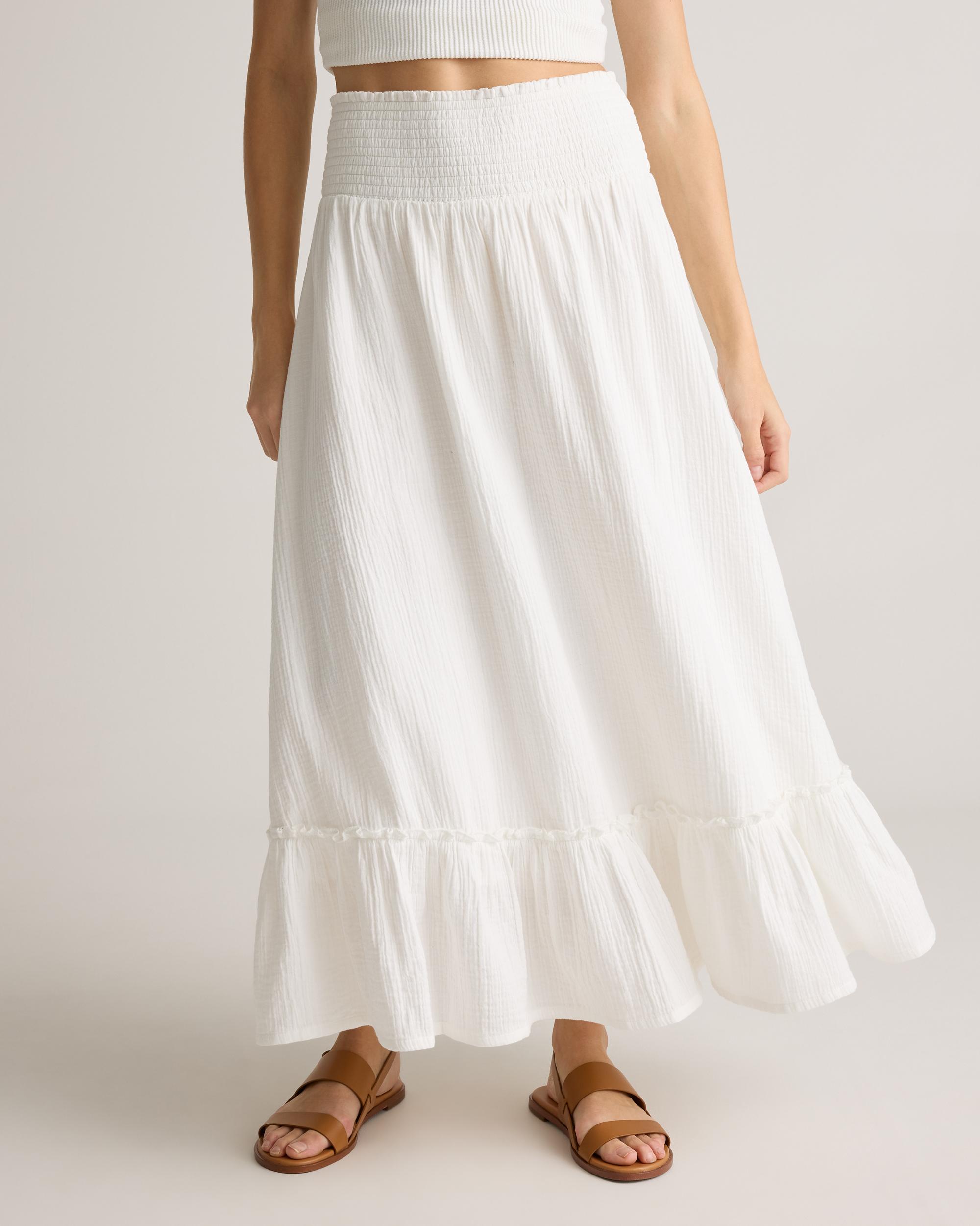 Quince | Women's Gauze Smocked Maxi Skirt Organic Cotton Product Image