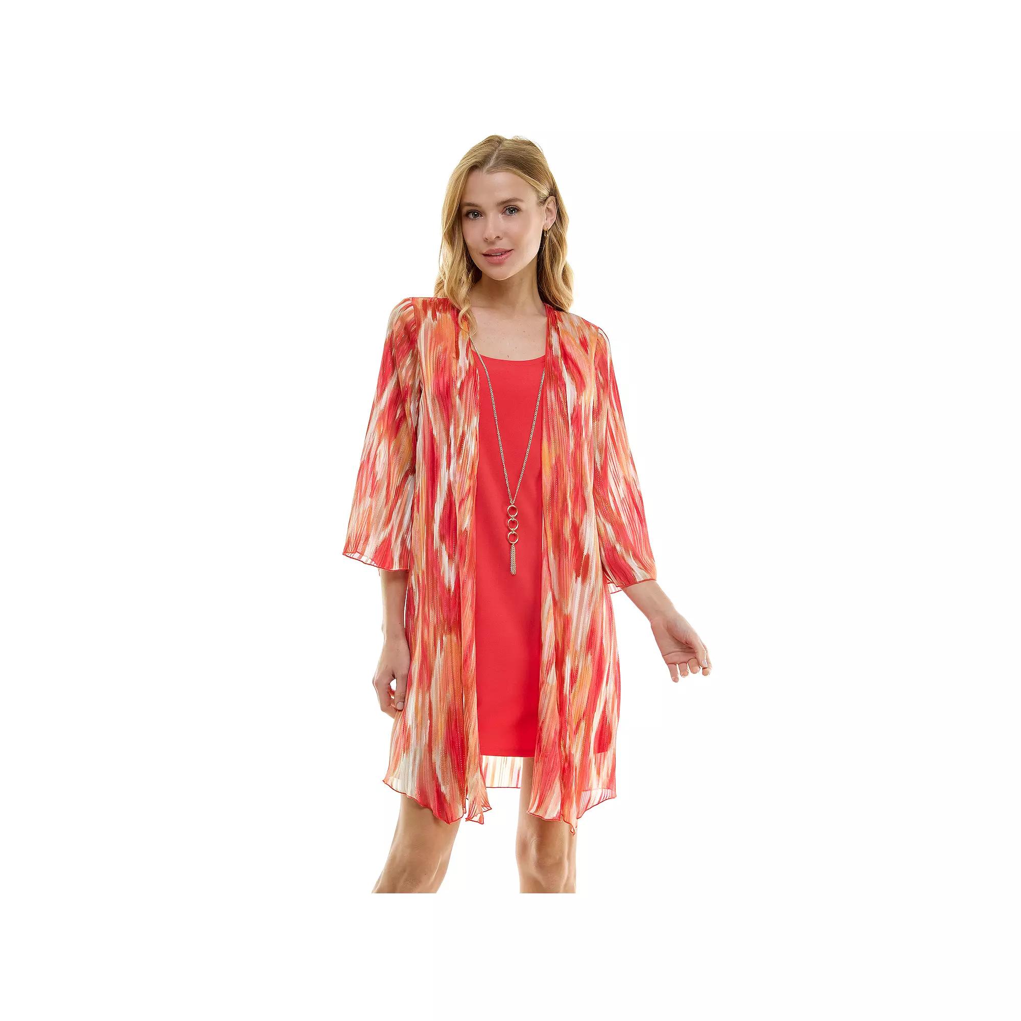 Women's Luxology 2-Piece Bell Sleeve Jacket & Drop Collar Dress Set,  Product Image