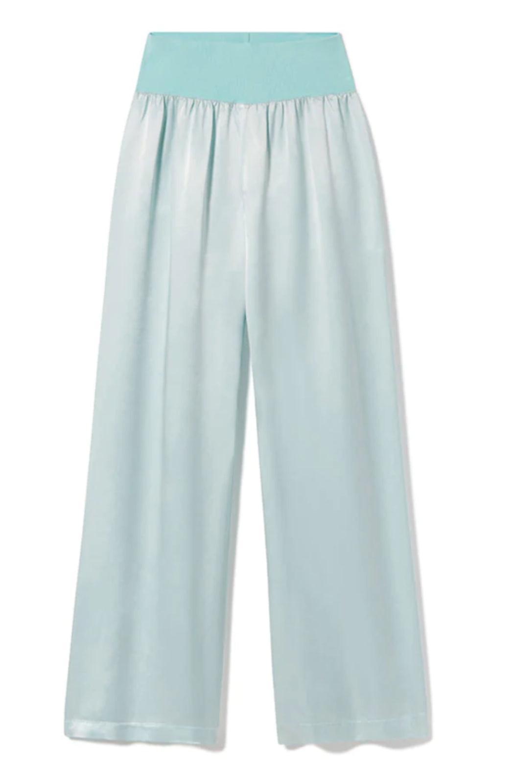 LOLA FOLDOVER KNIT WAISTBAND SATIN PANT Product Image