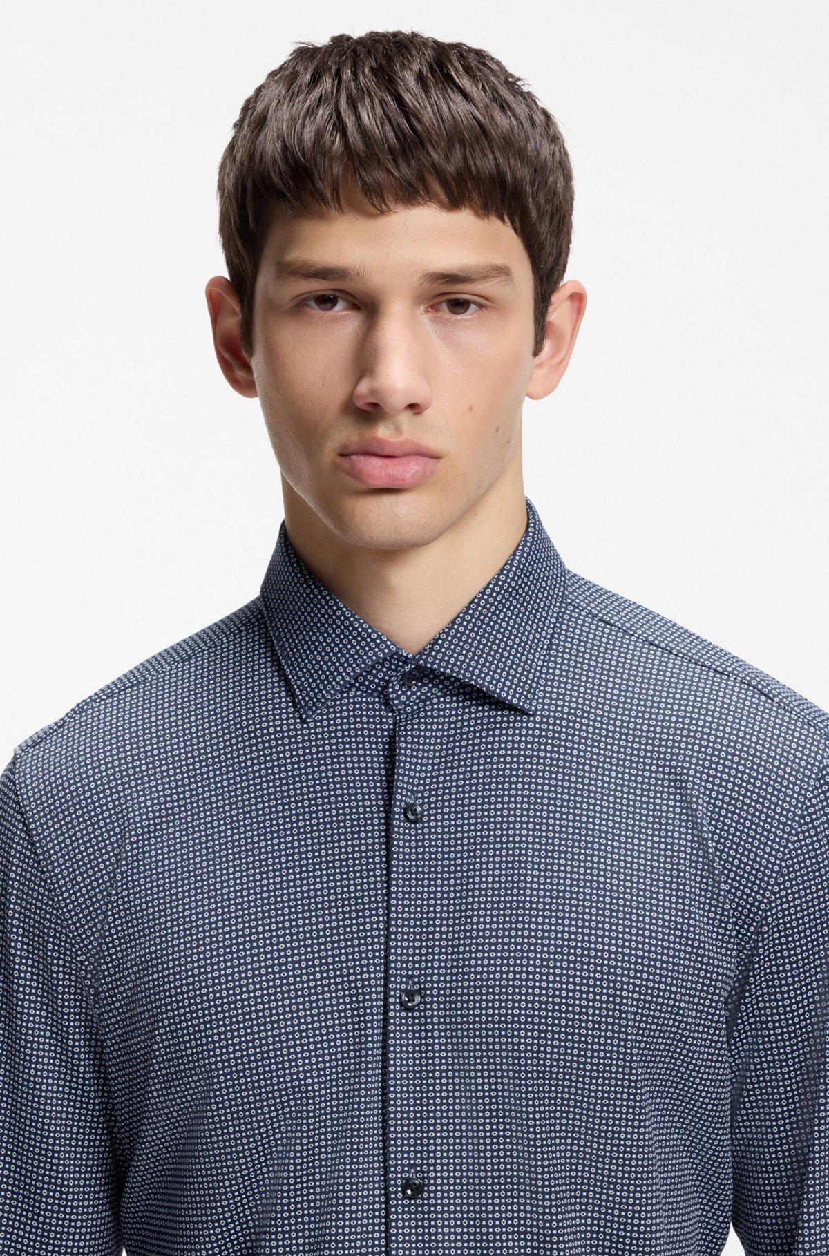 Printed slim-fit shirt in stretch jersey Product Image