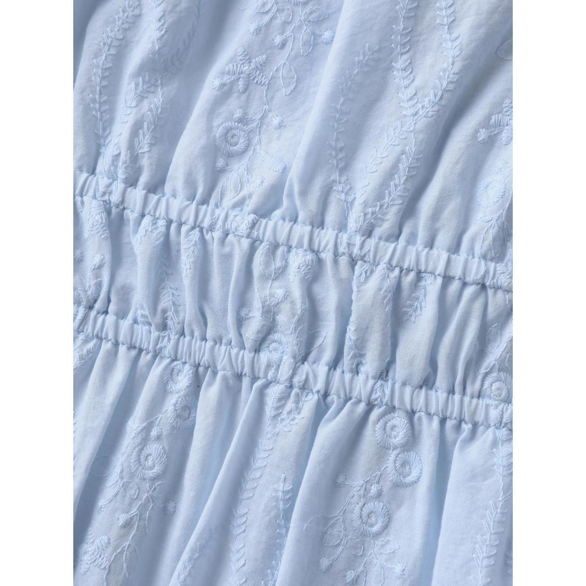 Plus Size Cotton Floral Textured Ruffled Tank Top Women LightBlue Texture Non Elegant Tank Tops Camis BloomChic 14-16/1X Product Image