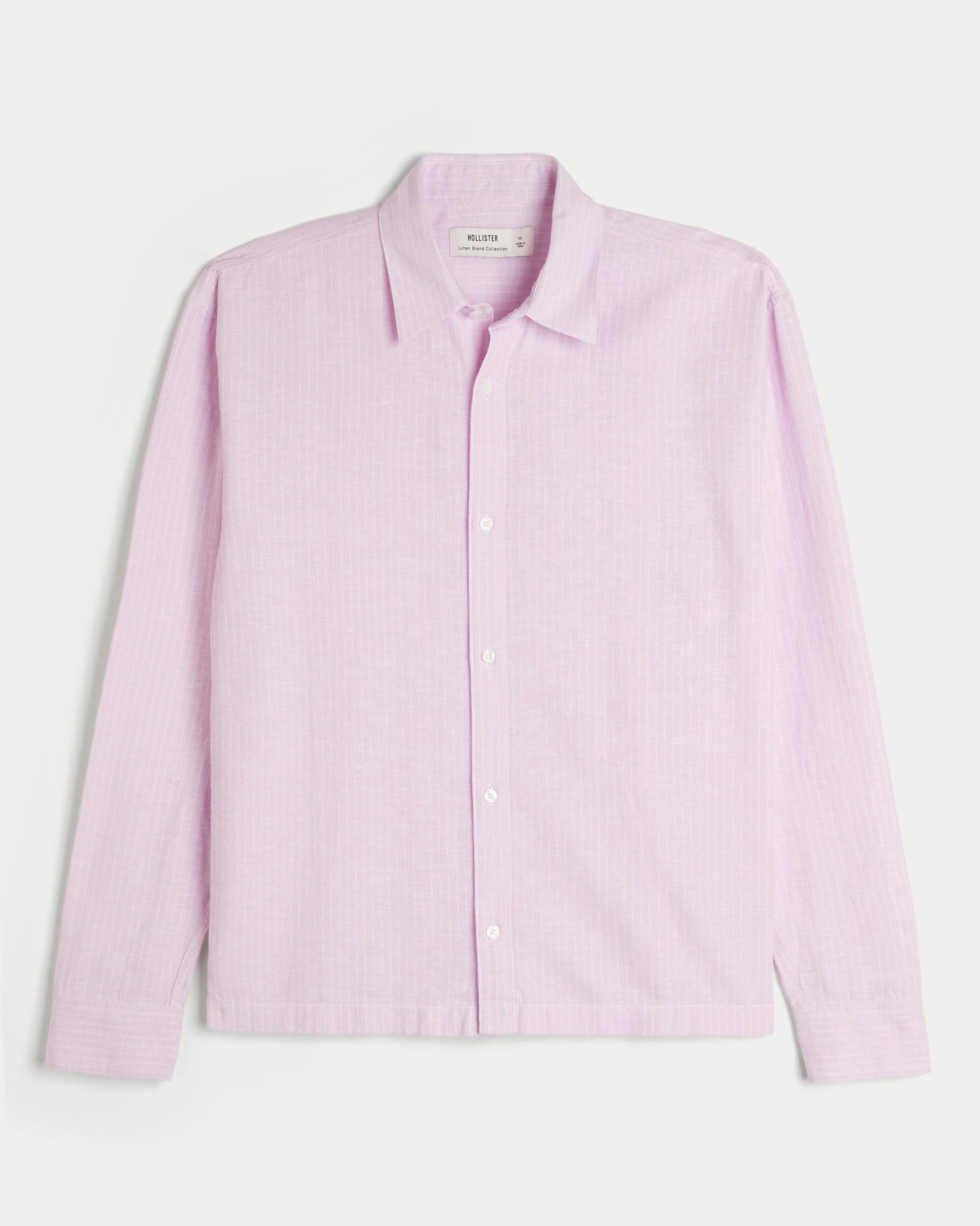 Linen-Blend Button-Through Shirt Product Image