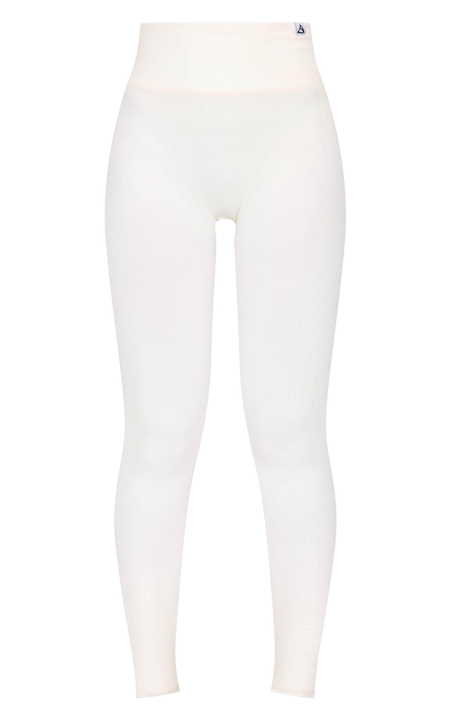 Cream Ribbed Detail Gym Leggings Product Image