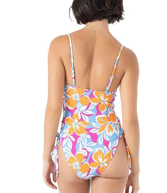 Roxy Topanga Canyon Square Neck Side Lace-Up Tank One Piece Swimsuit Product Image