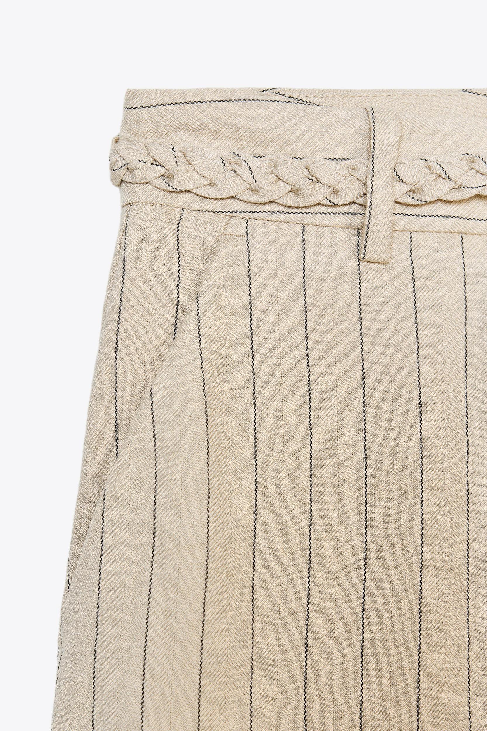 STRIPED PANTS WITH BRAIDED BELT Product Image