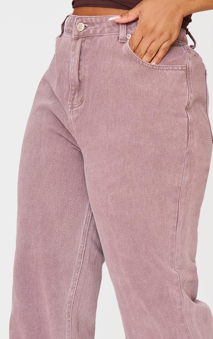 Plus Dark Mauve Washed High Waist Straight Leg Jeans Product Image