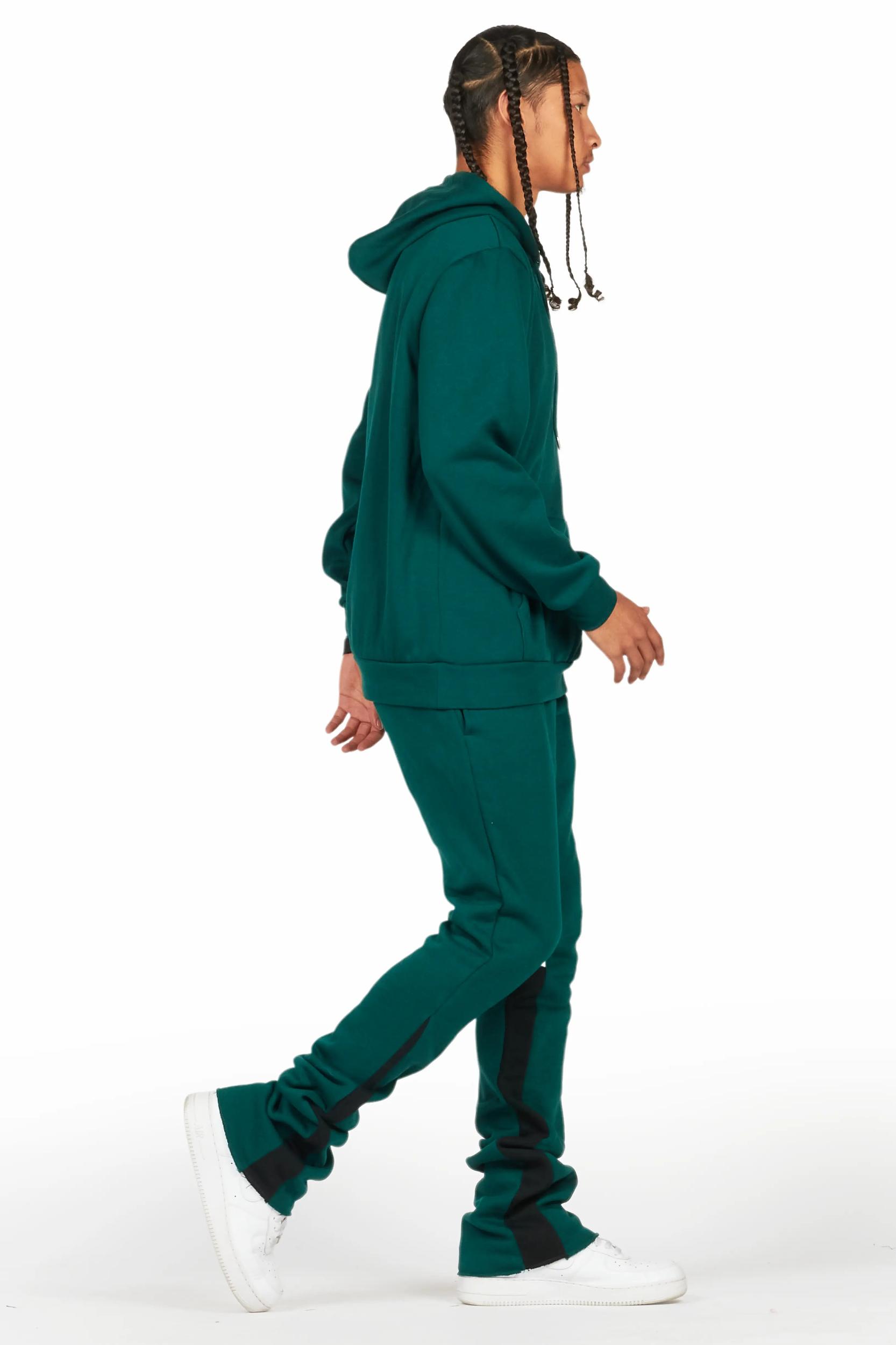 Briggs Dark Green Hoodie/Stacked Flare Track Set Male Product Image