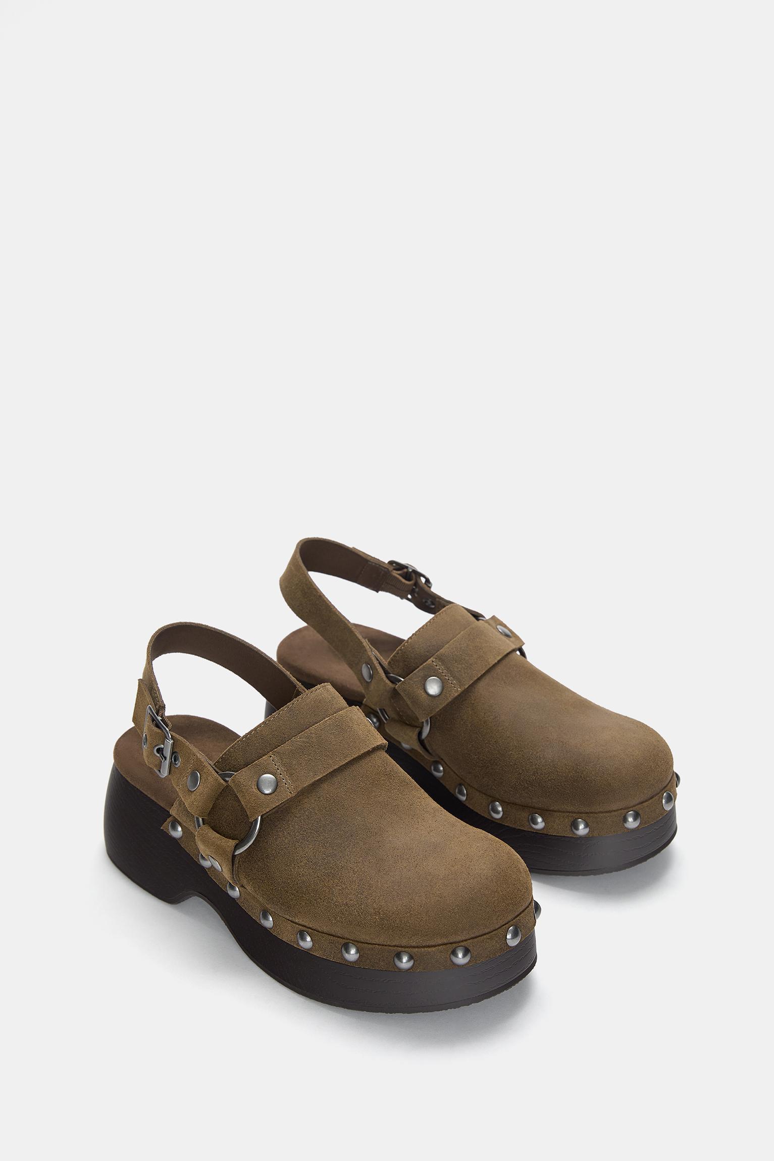 Leather clogs with buckle Product Image