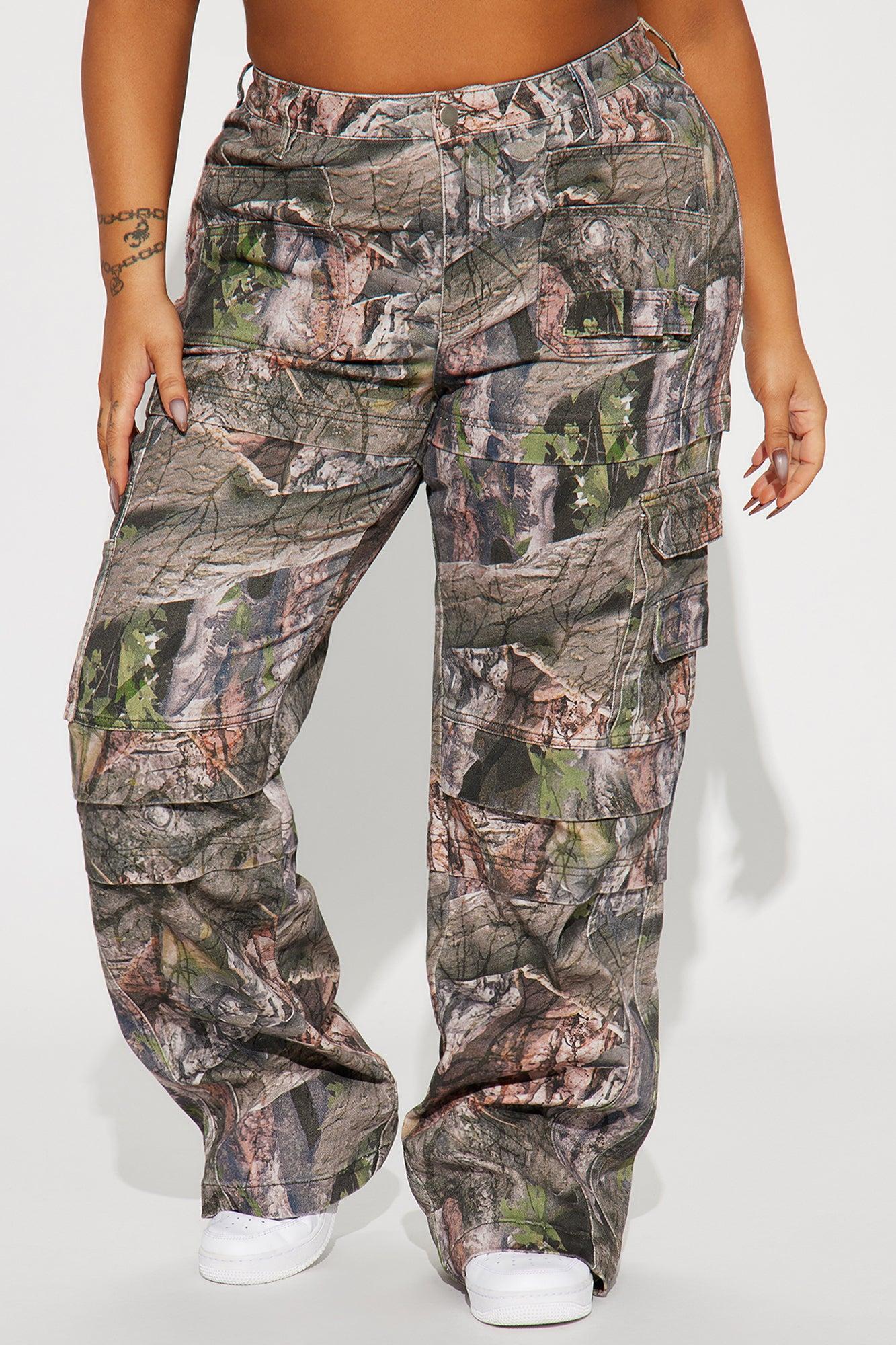 Bree Camo Stretch Cargo Jean - Olive/combo Product Image