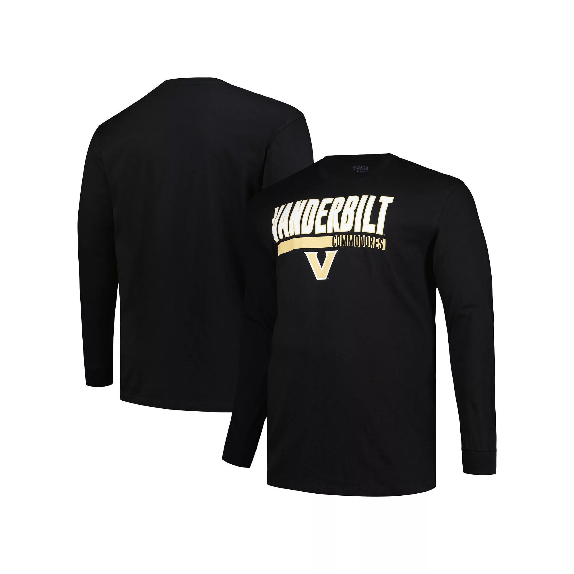 Men's Profile Black Vanderbilt Commodores Big & Tall Two-Hit Long Sleeve T-Shirt, Size: 4XB Product Image
