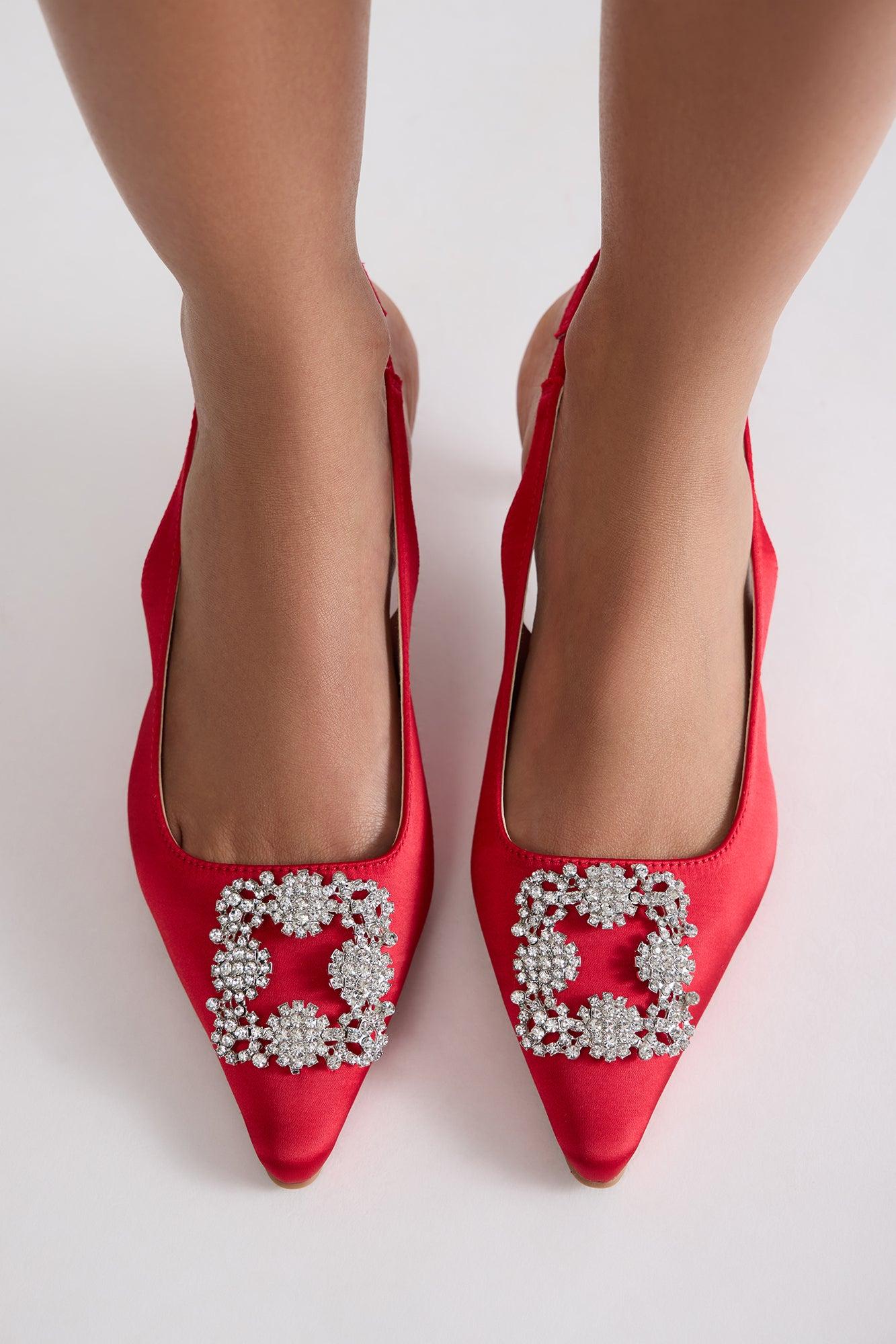 Stellina Kitten Heel Pumps - Red Product Image